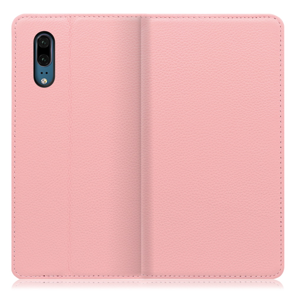 LOOF Pastel HUAWEI P20 用 [ピンク] 丈夫な本革 お手入れ不要 手帳型ケース カード収納 幅広ポケット ベルトなし