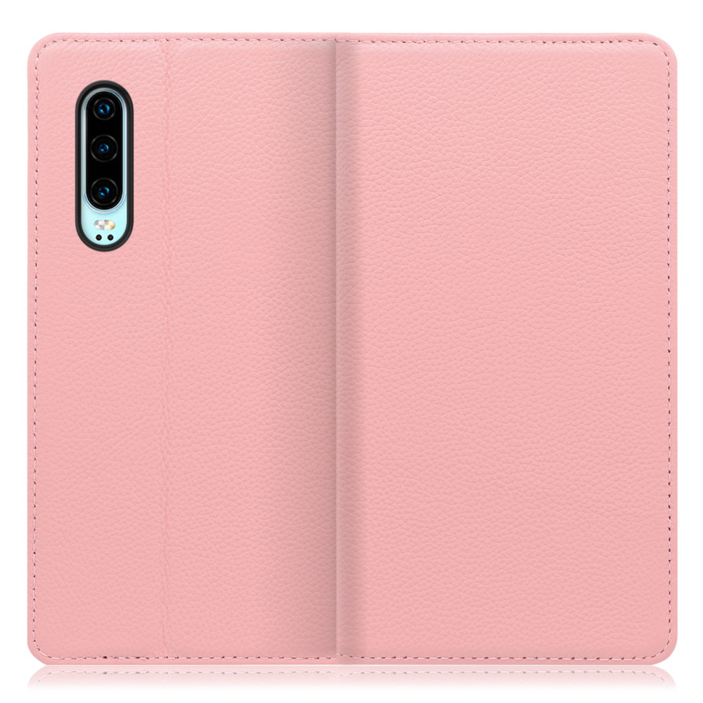 LOOF Pastel HUAWEI P30 用 [ピンク] 丈夫な本革 お手入れ不要 手帳型ケース カード収納 幅広ポケット ベルトなし