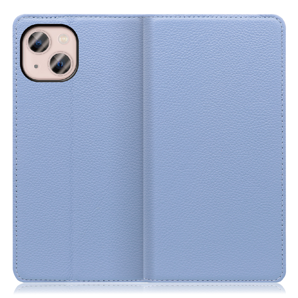 LOOF Pastel Series iPhone 13  [ブルー] 丈夫な本革 お手入れ不要 手帳型ケース カード収納 幅広ポケット ベルトなし