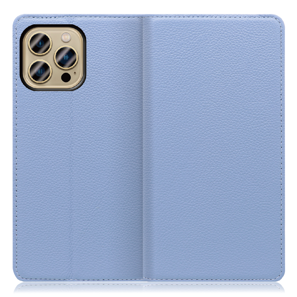 LOOF Pastel Series iPhone 13 Pro Max [ブルー] 丈夫な本革 お手入れ不要 手帳型ケース カード収納 幅広ポケット ベルトなし