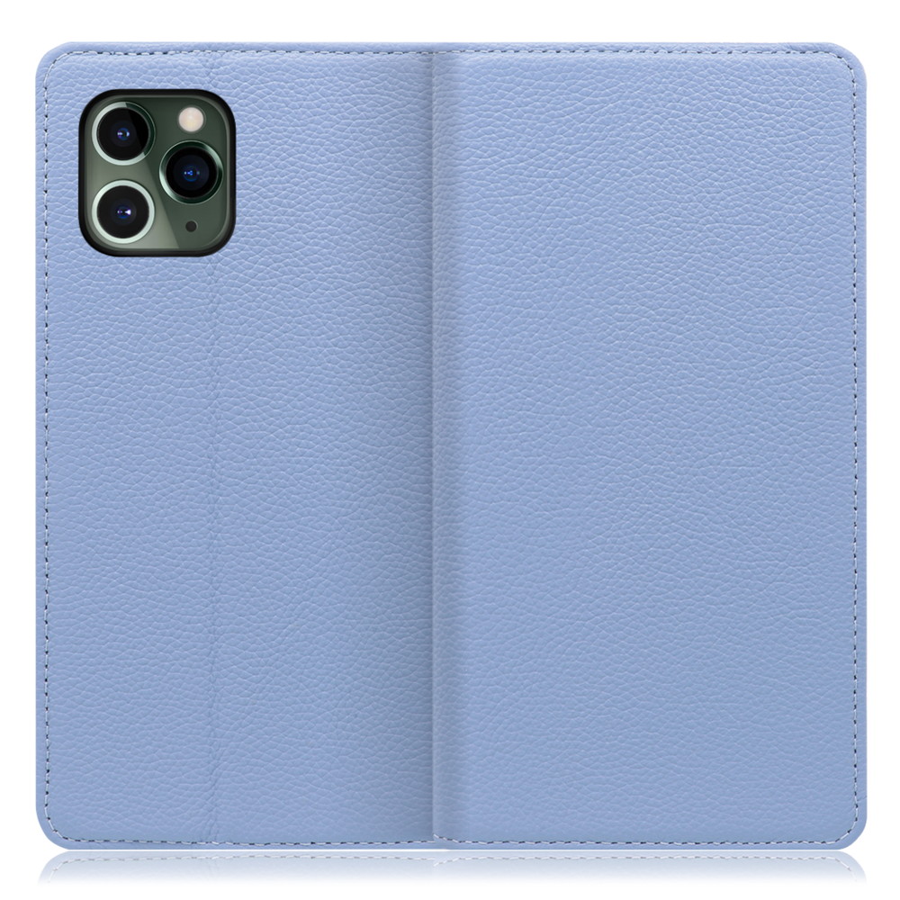 LOOF Pastel iPhone 11 Pro 用 [ブルー] 丈夫な本革 お手入れ不要 手帳型ケース カード収納 幅広ポケット ベルトなし