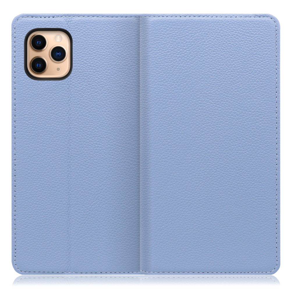 LOOF Pastel iPhone 11 Pro Max 用 [ブルー] 丈夫な本革 お手入れ不要 手帳型ケース カード収納 幅広ポケット ベルトなし