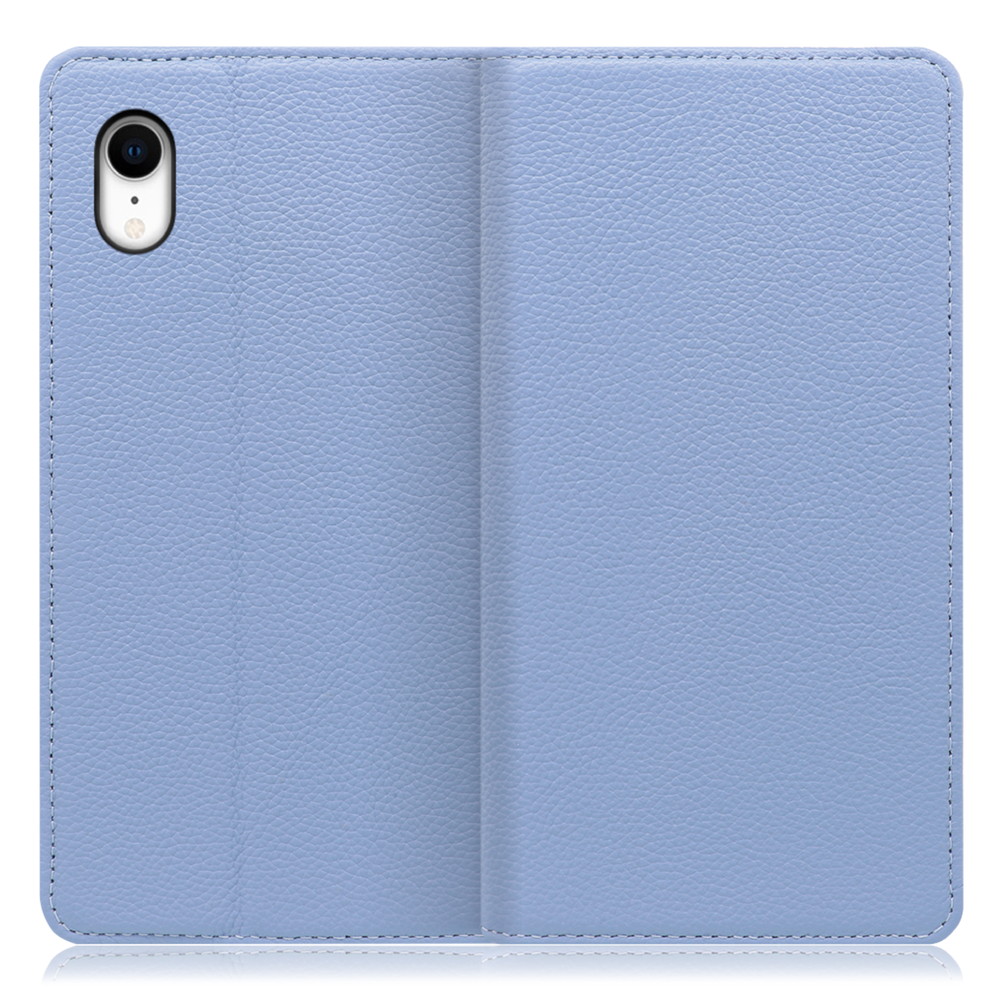 LOOF Pastel iPhone XR 用 [ブルー] 丈夫な本革 お手入れ不要 手帳型ケース カード収納 幅広ポケット ベルトなし