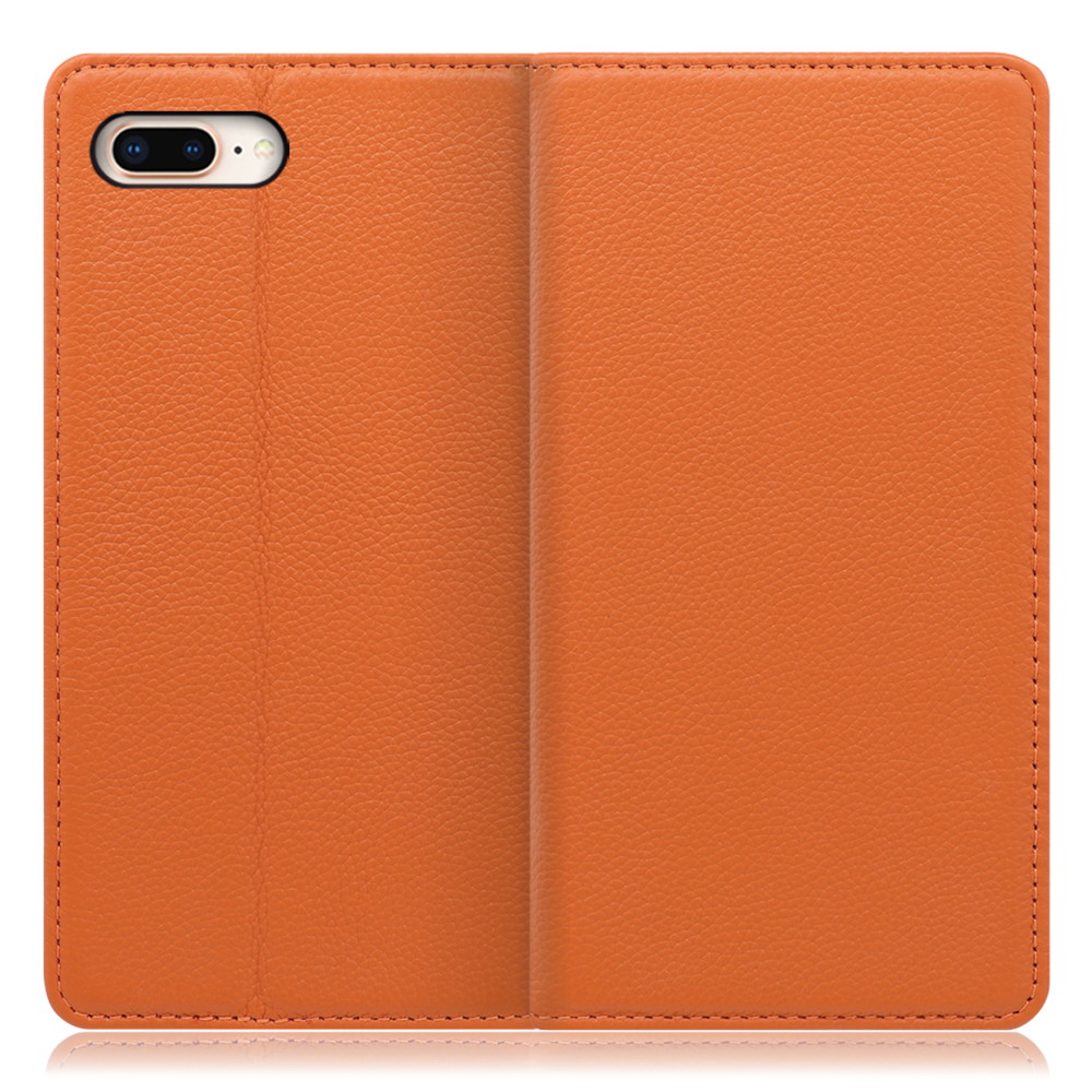LOOF Pastel iPhone 7 Plus / 8 Plus 用 [オレンジ] 丈夫な本革 お手入れ不要 手帳型ケース カード収納 幅広ポケット ベルトなし