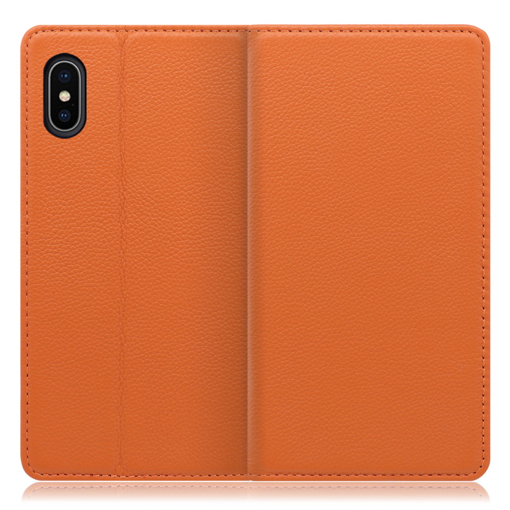 LOOF Pastel iPhone X / XS 用 [オレンジ] 丈夫な本革 お手入れ不要 手帳型ケース カード収納 幅広ポケット ベルトなし