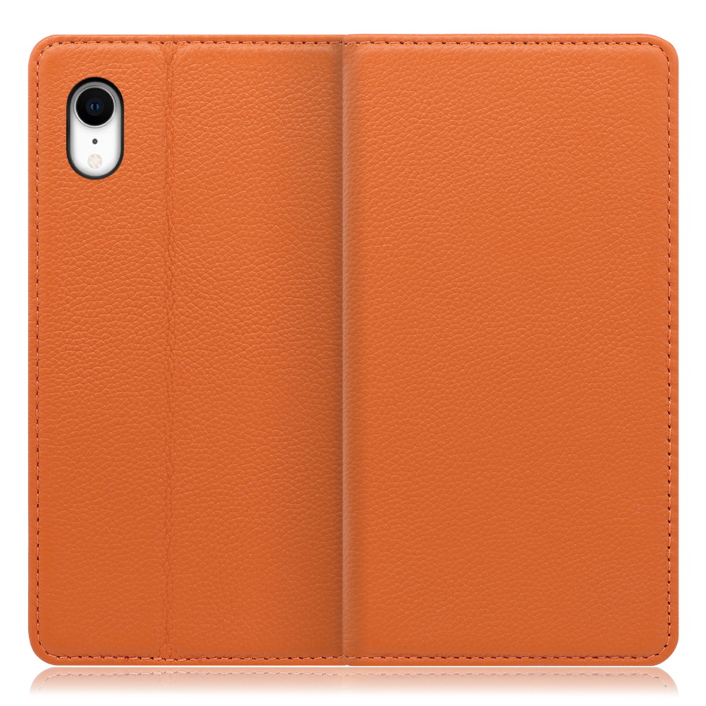 LOOF Pastel iPhone XR 用 [オレンジ] 丈夫な本革 お手入れ不要 手帳型ケース カード収納 幅広ポケット ベルトなし
