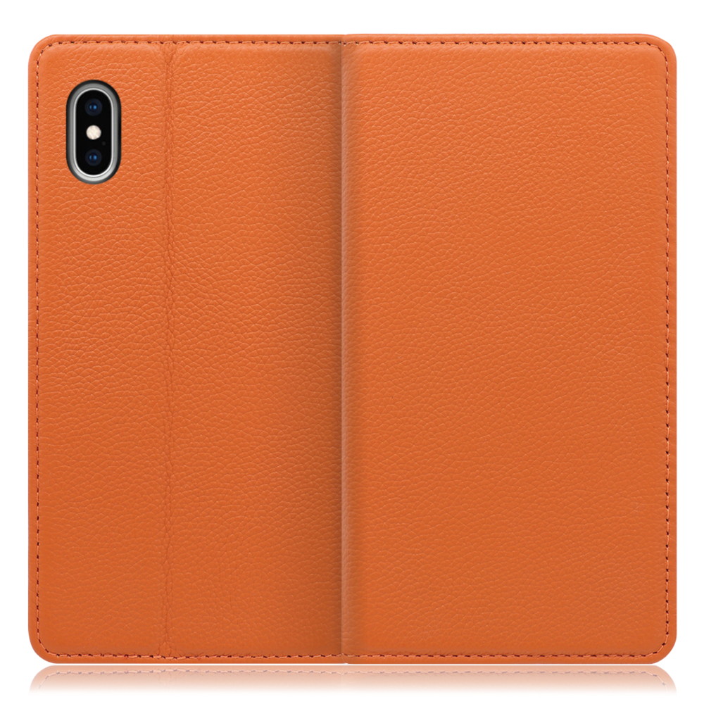 LOOF Pastel iPhone XS Max 用 [オレンジ] 丈夫な本革 お手入れ不要 手帳型ケース カード収納 幅広ポケット ベルトなし