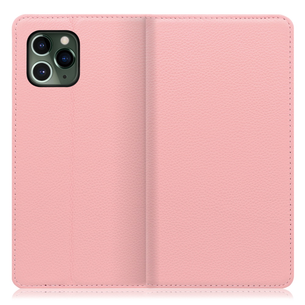 LOOF Pastel iPhone 11 Pro 用 [ピンク] 丈夫な本革 お手入れ不要 手帳型ケース カード収納 幅広ポケット ベルトなし