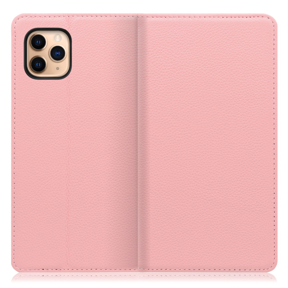 LOOF Pastel iPhone 11 Pro Max 用 [ピンク] 丈夫な本革 お手入れ不要 手帳型ケース カード収納 幅広ポケット ベルトなし