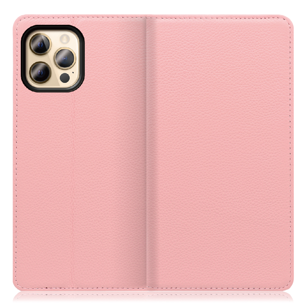 LOOF Pastel Series iPhone 12 Pro Max [ピンク] 丈夫な本革 お手入れ不要 手帳型ケース カード収納 幅広ポケット ベルトなし