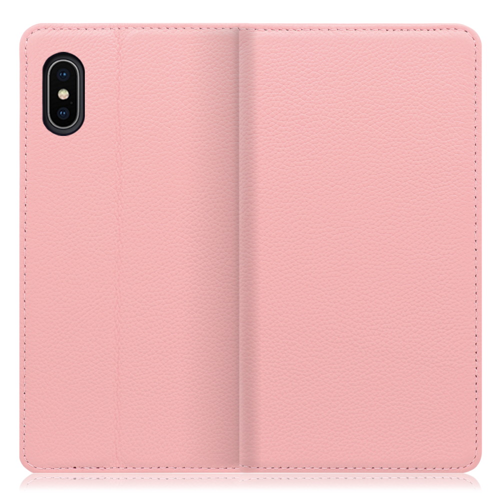 LOOF Pastel iPhone X / XS 用 [ピンク] 丈夫な本革 お手入れ不要 手帳型ケース カード収納 幅広ポケット ベルトなし