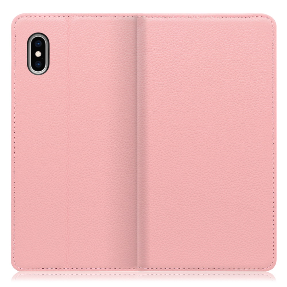 LOOF Pastel iPhone XS Max 用 [ピンク] 丈夫な本革 お手入れ不要 手帳型ケース カード収納 幅広ポケット ベルトなし