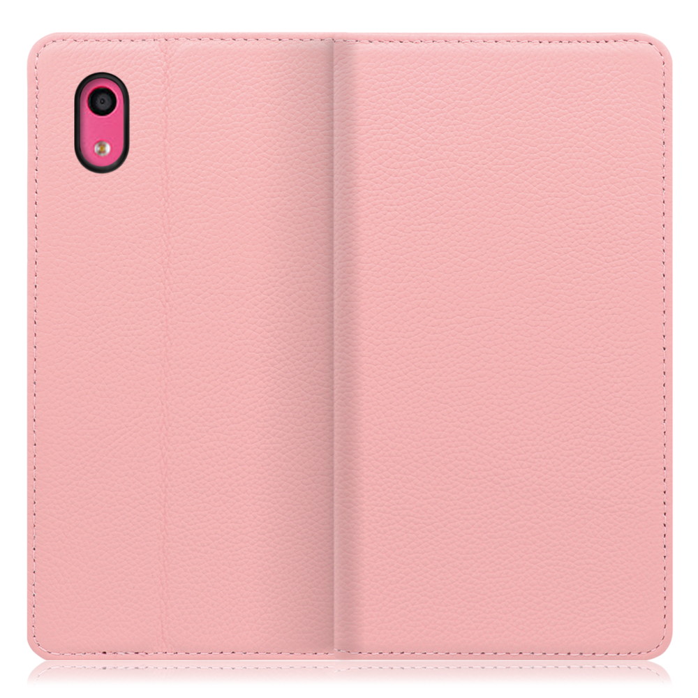 LOOF Pastel KYOCERA おてがるスマホ01 / KYV44 用 [ピンク] 丈夫な本革 お手入れ不要 手帳型ケース カード収納 幅広ポケット ベルトなし