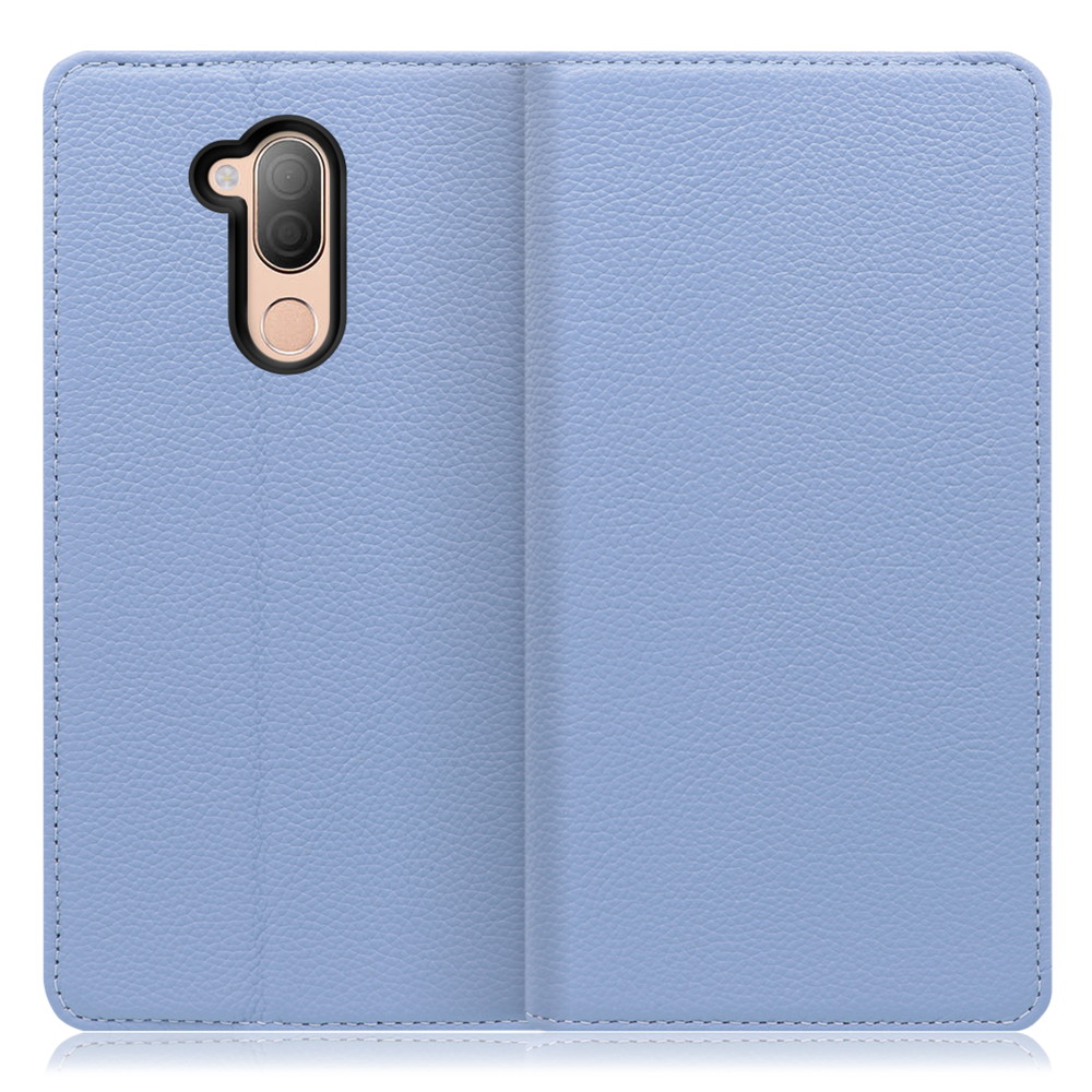 LOOF Pastel LG style 2 / L-01L 用 [ブルー] 丈夫な本革 お手入れ不要 手帳型ケース カード収納 幅広ポケット ベルトなし