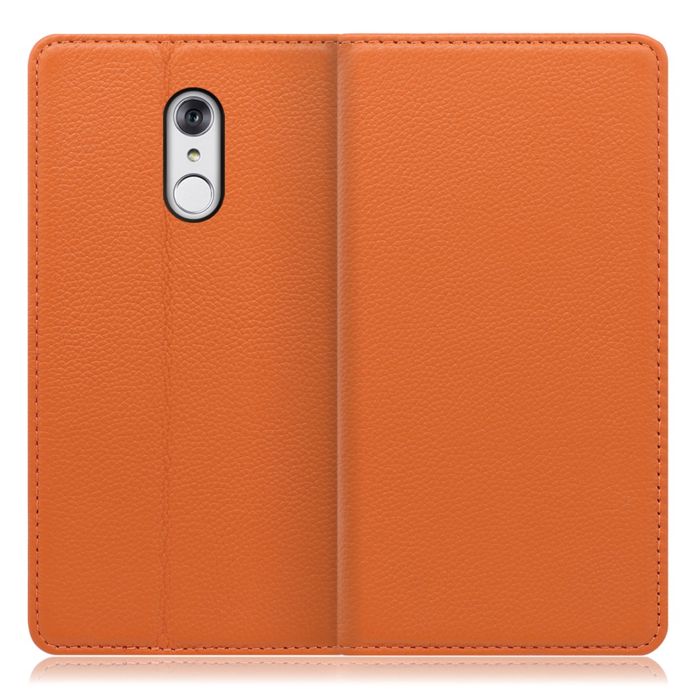 LOOF Pastel LG style / L-03K 用 [オレンジ] 丈夫な本革 お手入れ不要 手帳型ケース カード収納 幅広ポケット ベルトなし