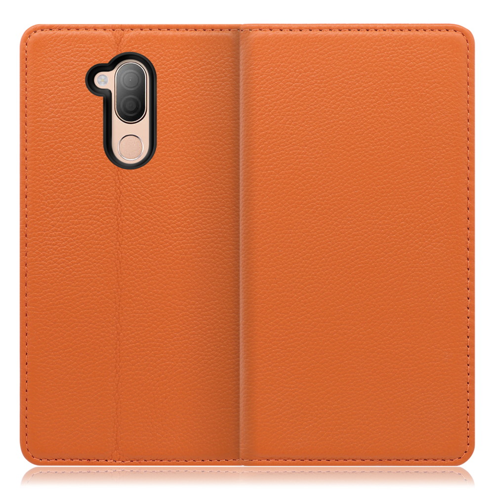LOOF Pastel LG style 2 / L-01L 用 [オレンジ] 丈夫な本革 お手入れ不要 手帳型ケース カード収納 幅広ポケット ベルトなし