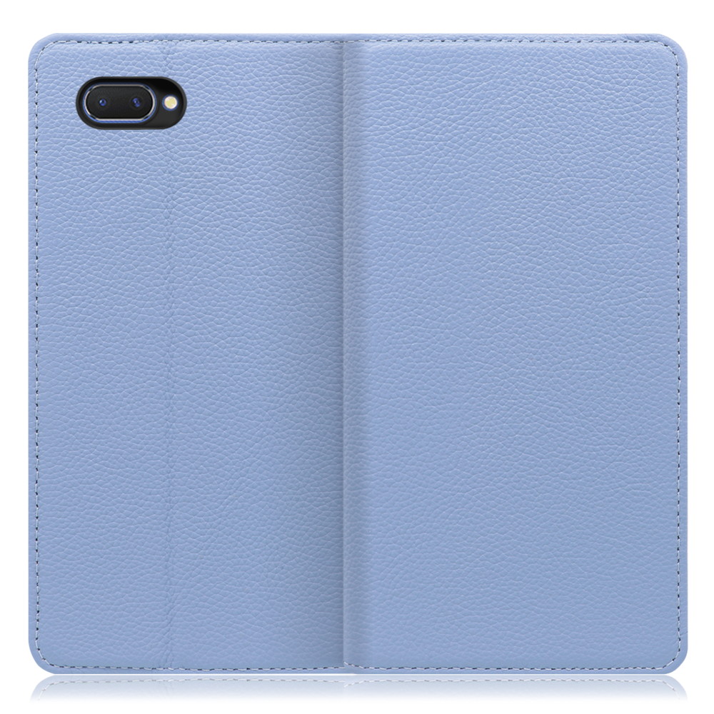LOOF Pastel OPPO R15 Neo 用 [ブルー] 丈夫な本革 お手入れ不要 手帳型ケース カード収納 幅広ポケット ベルトなし