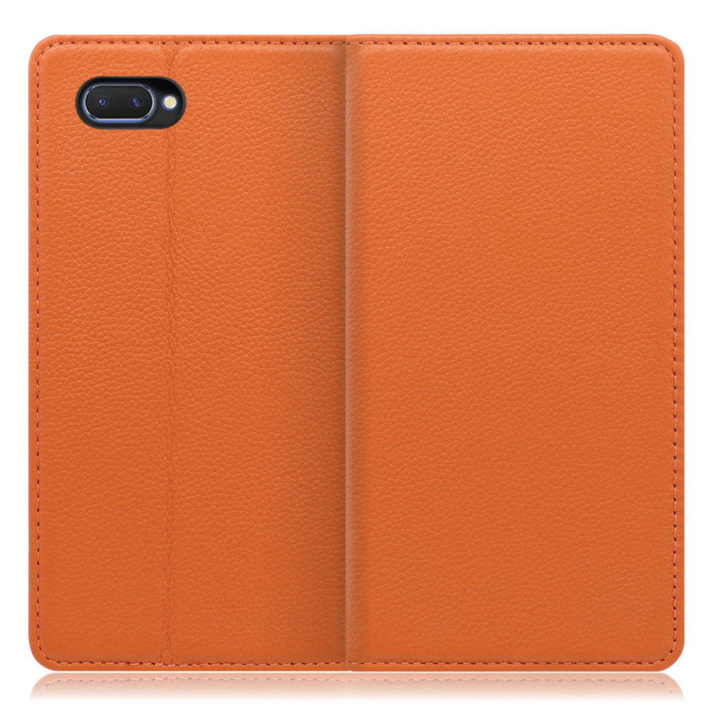 LOOF Pastel OPPO R15 Neo 用 [オレンジ] 丈夫な本革 お手入れ不要 手帳型ケース カード収納 幅広ポケット ベルトなし