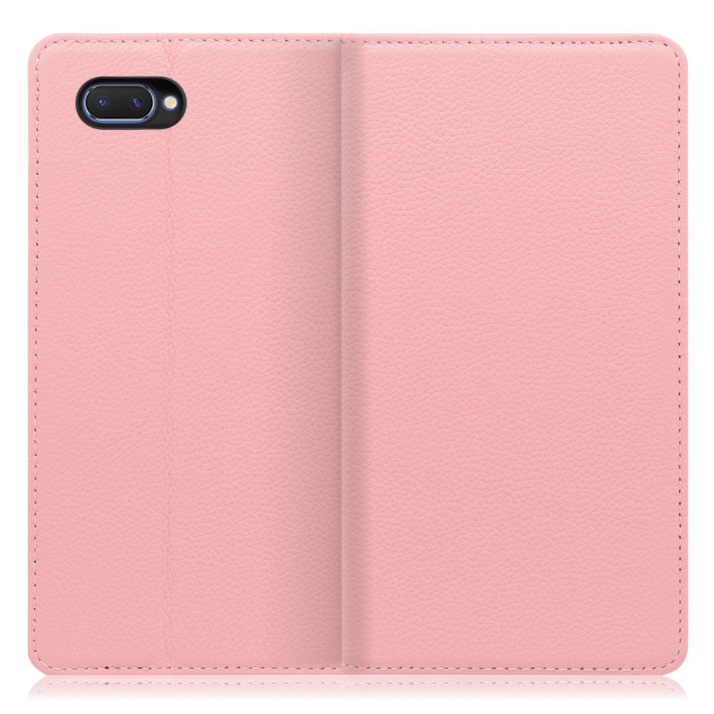 LOOF Pastel OPPO R15 Neo 用 [ピンク] 丈夫な本革 お手入れ不要 手帳型ケース カード収納 幅広ポケット ベルトなし