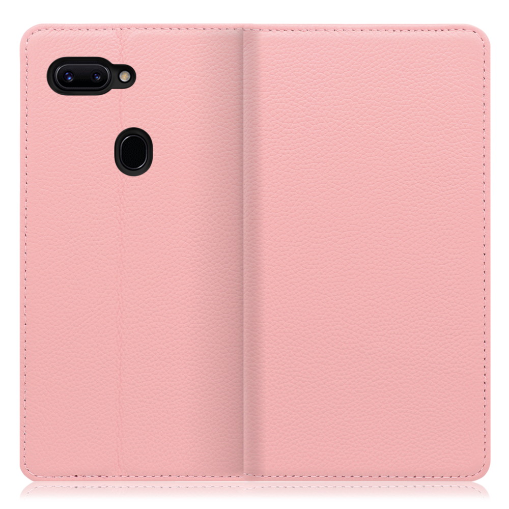 LOOF Pastel OPPO R15 Pro 用 [ピンク] 丈夫な本革 お手入れ不要 手帳型ケース カード収納 幅広ポケット ベルトなし