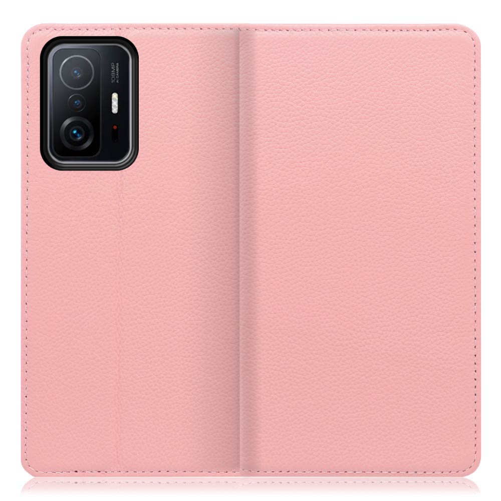 LOOF Pastel Series Xiaomi 11T / 11T Pro [ピンク] 丈夫な本革 お手入れ不要 手帳型ケース カード収納 幅広ポケット ベルトなし