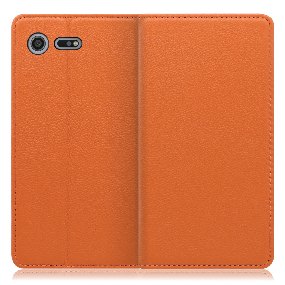 LOOF Pastel Xperia XZ Premium / SO-04J 用 [オレンジ] 丈夫な本革 お手入れ不要 手帳型ケース カード収納 幅広ポケット ベルトなし