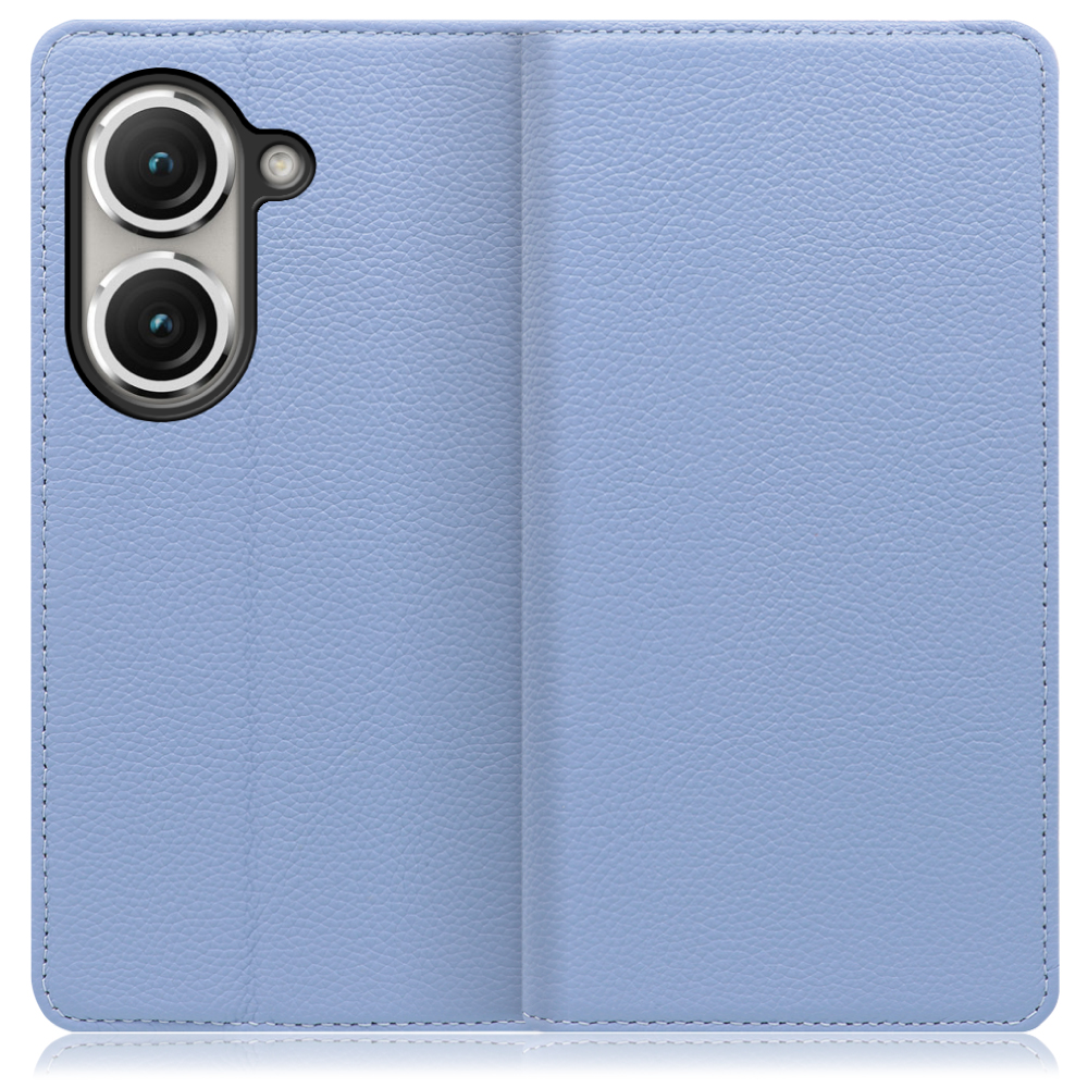 LOOF Pastel Series Zenfone 9 / 10 用 [ブルー] 丈夫な本革 お手入れ不要 手帳型ケース カード収納 幅広ポケット ベルトなし
