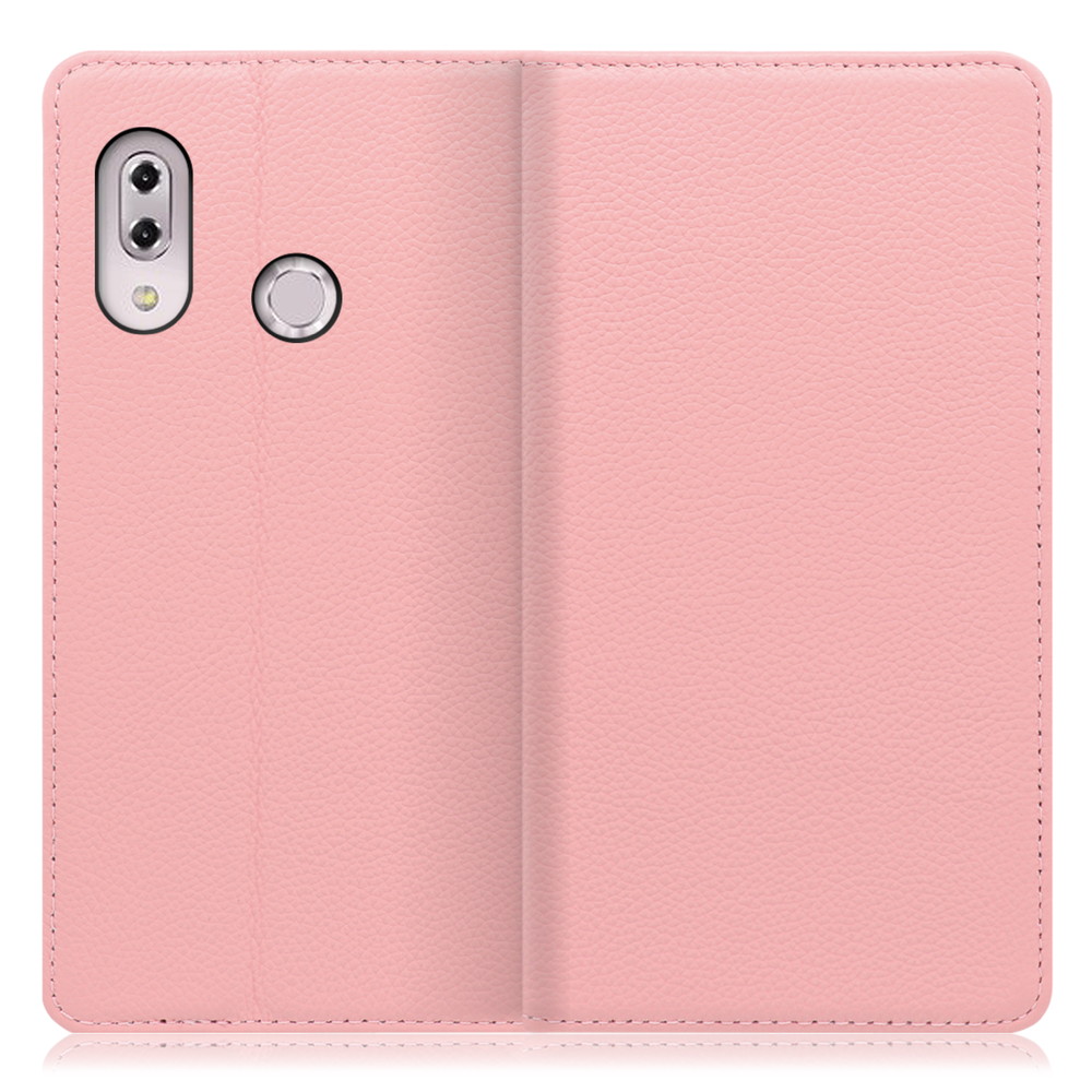 LOOF Pastel ZenFone 5 / 5Z / ZE620KL / ZS620KL 用 [ピンク] 丈夫な本革 お手入れ不要 手帳型ケース カード収納 幅広ポケット ベルトなし