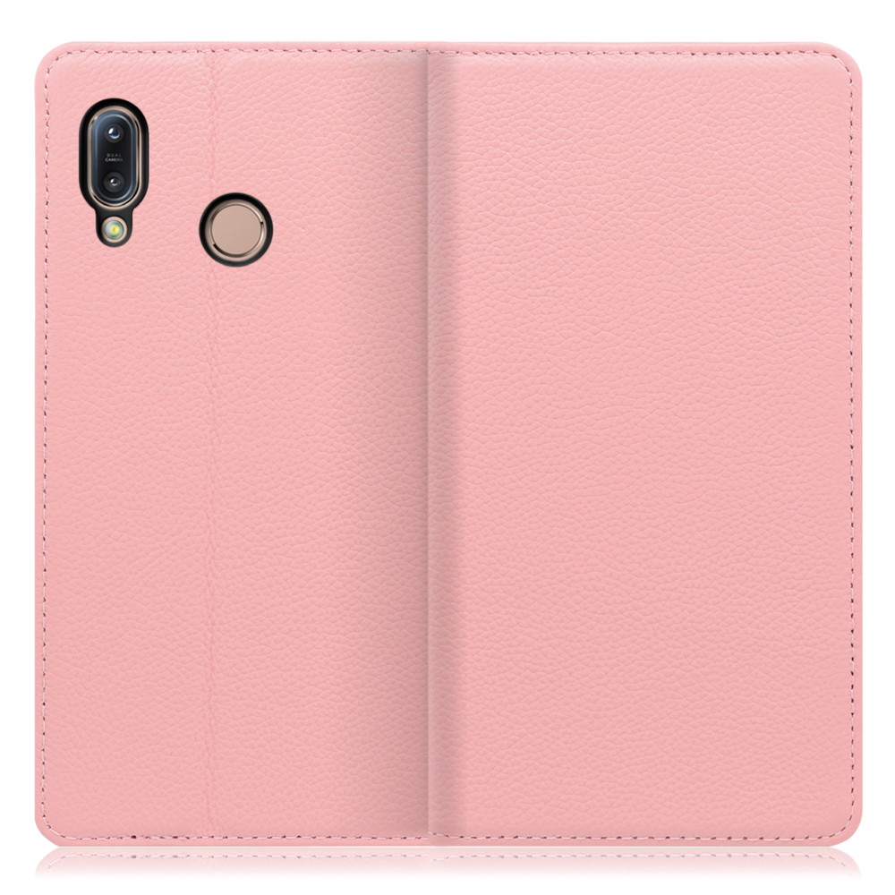 LOOF Pastel ZenFone Max (M1) / ZB555KL 用 [ピンク] 丈夫な本革 お手入れ不要 手帳型ケース カード収納 幅広ポケット ベルトなし