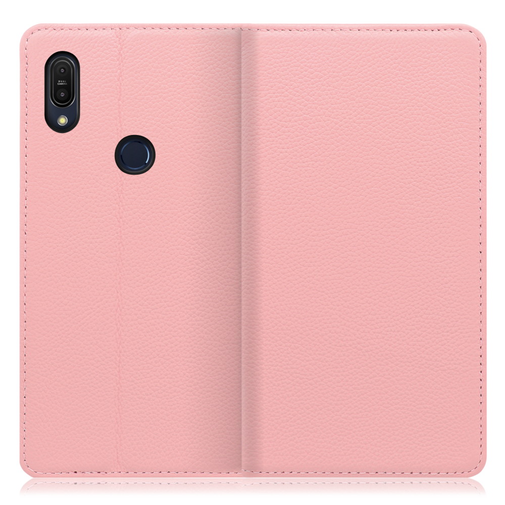 LOOF Pastel ZenFone Max Pro (M1) / ZB602KL 用 [ピンク] 丈夫な本革 お手入れ不要 手帳型ケース カード収納 幅広ポケット ベルトなし