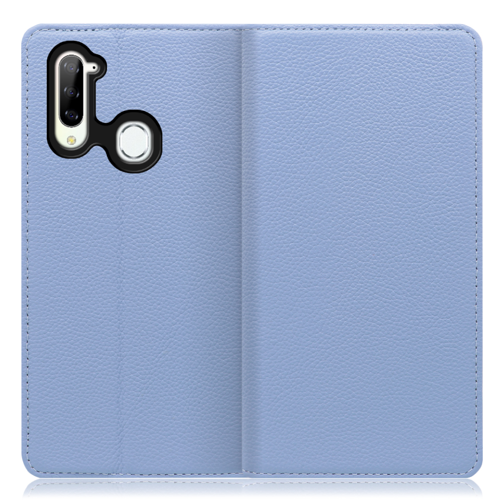 LOOF Pastel Libero 5G 用 [ブルー] 丈夫な本革 お手入れ不要 手帳型ケース カード収納 幅広ポケット ベルトなし