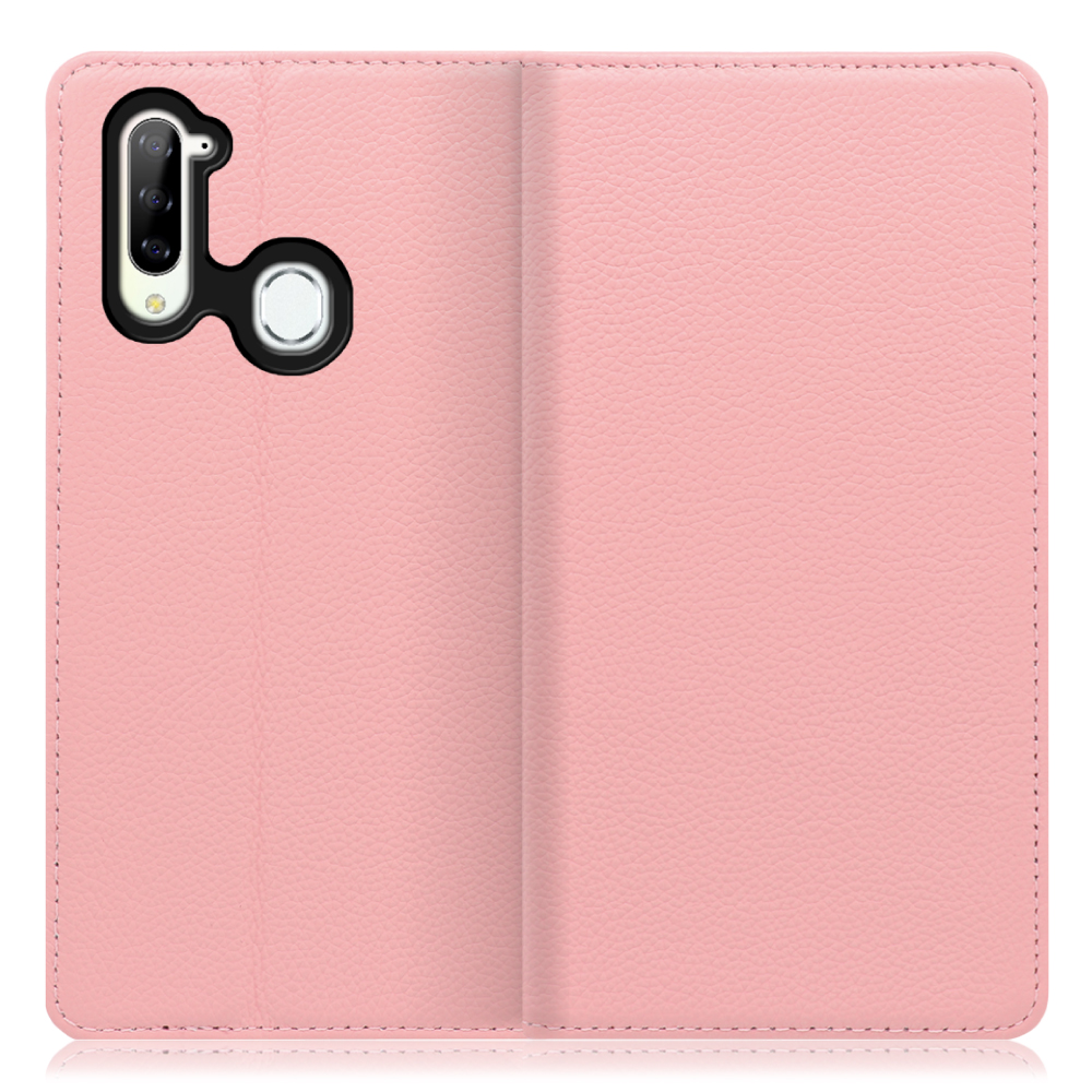 LOOF Pastel Libero 5G 用 [ピンク] 丈夫な本革 お手入れ不要 手帳型ケース カード収納 幅広ポケット ベルトなし