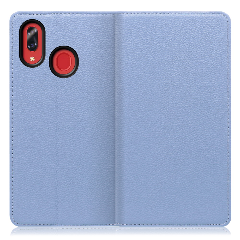 LOOF Pastel Libero S10 用 [ブルー] 丈夫な本革 お手入れ不要 手帳型ケース カード収納 幅広ポケット ベルトなし