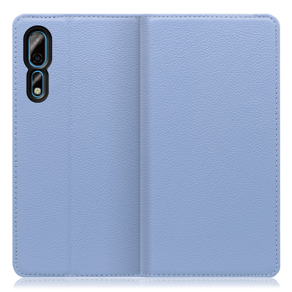 LOOF Pastel Axon 10 Pro 5G 用 [ブルー] 丈夫な本革 お手入れ不要 手帳型ケース カード収納 幅広ポケット ベルトなし