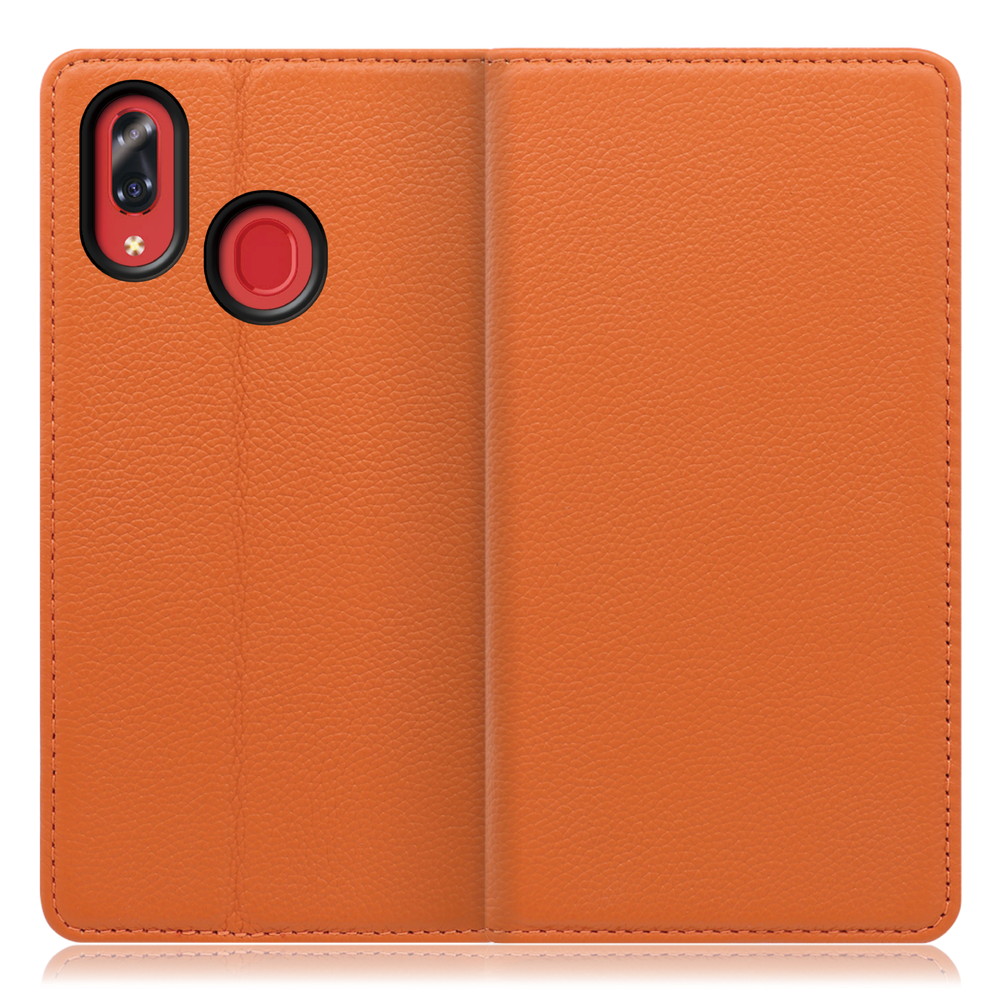 LOOF Pastel Libero S10 用 [オレンジ] 丈夫な本革 お手入れ不要 手帳型ケース カード収納 幅広ポケット ベルトなし