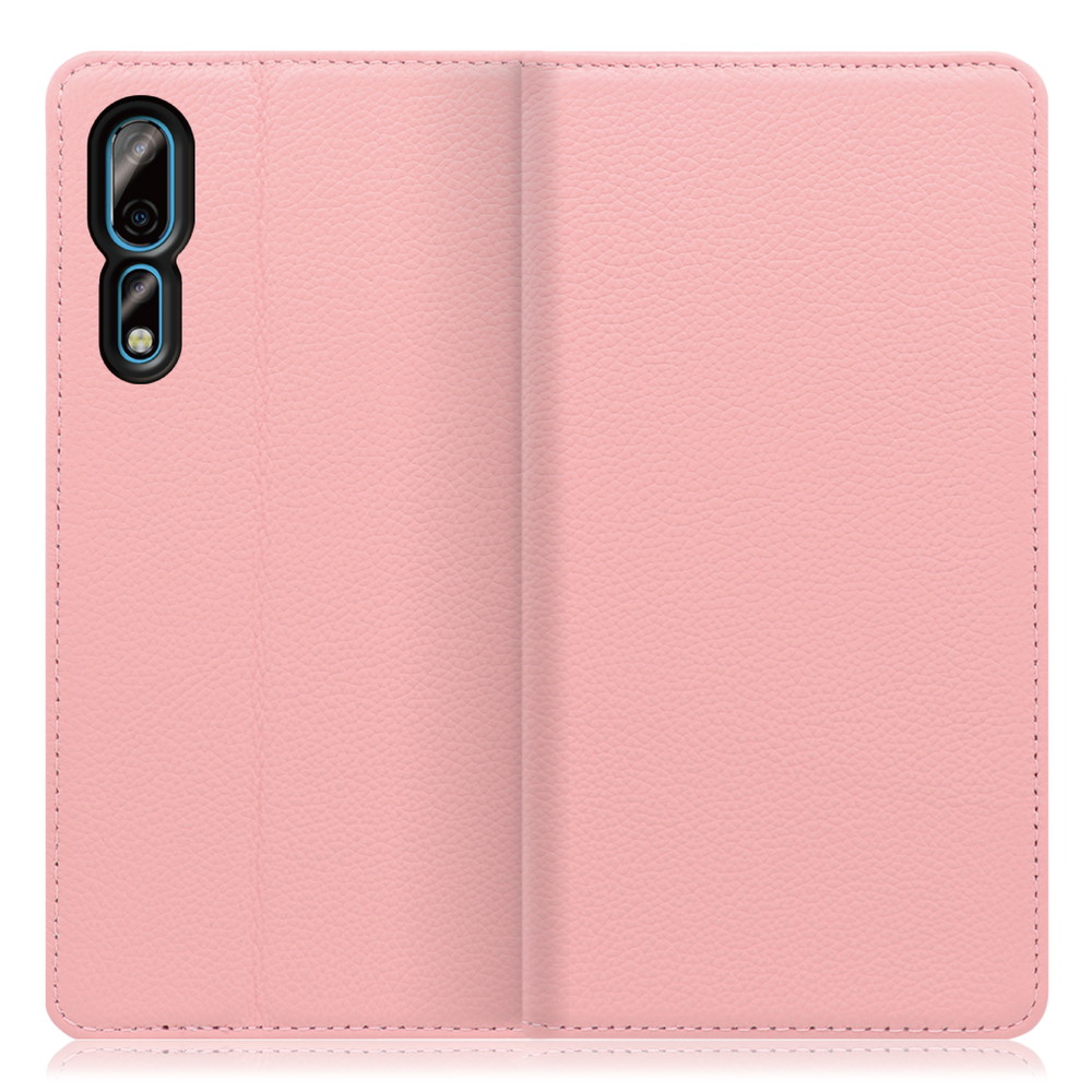 LOOF Pastel Axon 10 Pro 5G 用 [ピンク] 丈夫な本革 お手入れ不要 手帳型ケース カード収納 幅広ポケット ベルトなし