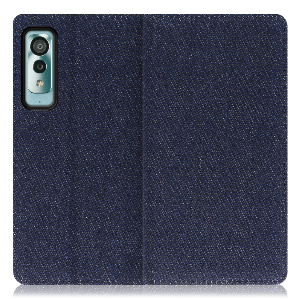 LOOF Denim Android One S8 / DIGNO WX / S8-KC / KC-S303 用 [ブルー] デニム生地を使用 手帳型ケース カード収納付き ベルトなし
