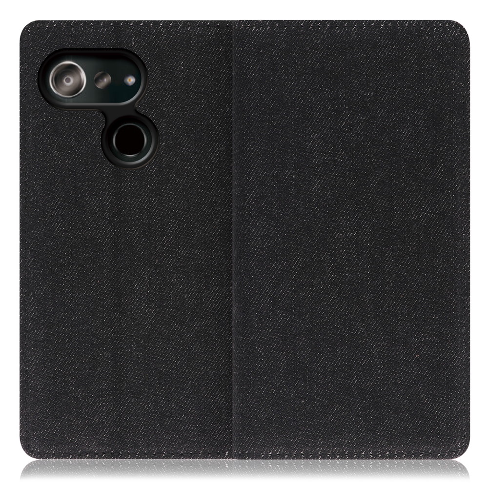 LOOF Denim Android One S6 用 [ブラック]デニム生地を使用 手帳型ケース カード収納付き ベルトなし