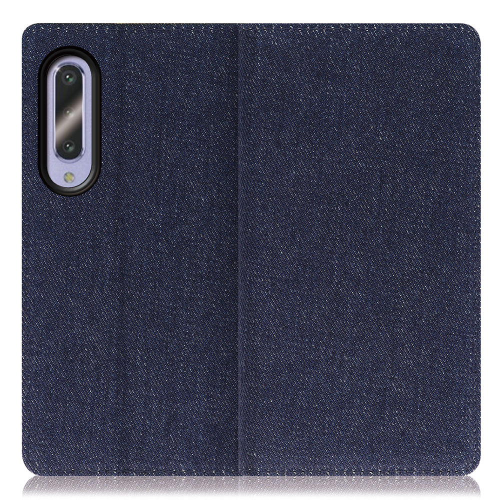 LOOF Denim Series AQUOS zero5G Basic [ブルー] デニム生地を使用 手帳型ケース カード収納付き ベルトなし