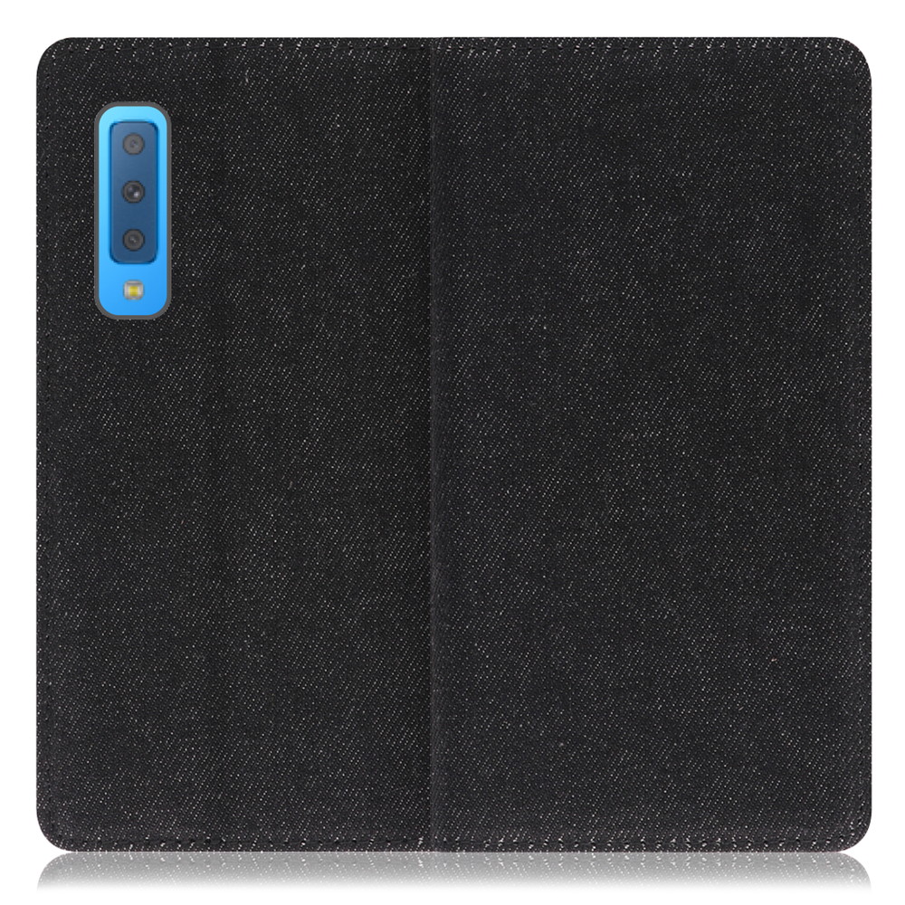 LOOF Denim Galaxy A7 / SM-A750C 用 [ブラック]デニム生地を使用 手帳型ケース カード収納付き ベルトなし