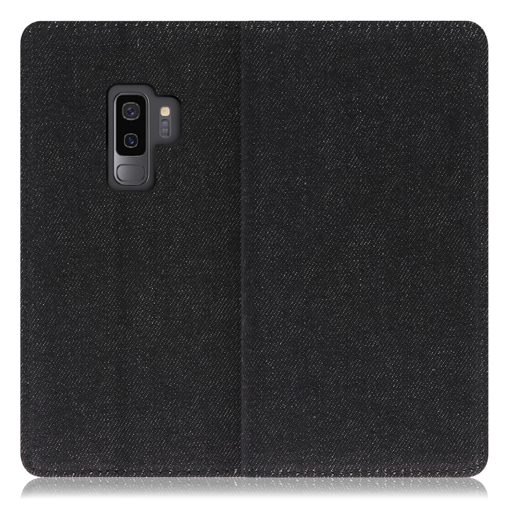 LOOF Denim Galaxy S9+ / SC-03K / SCV39 用 [ブラック]デニム生地を使用 手帳型ケース カード収納付き ベルトなし