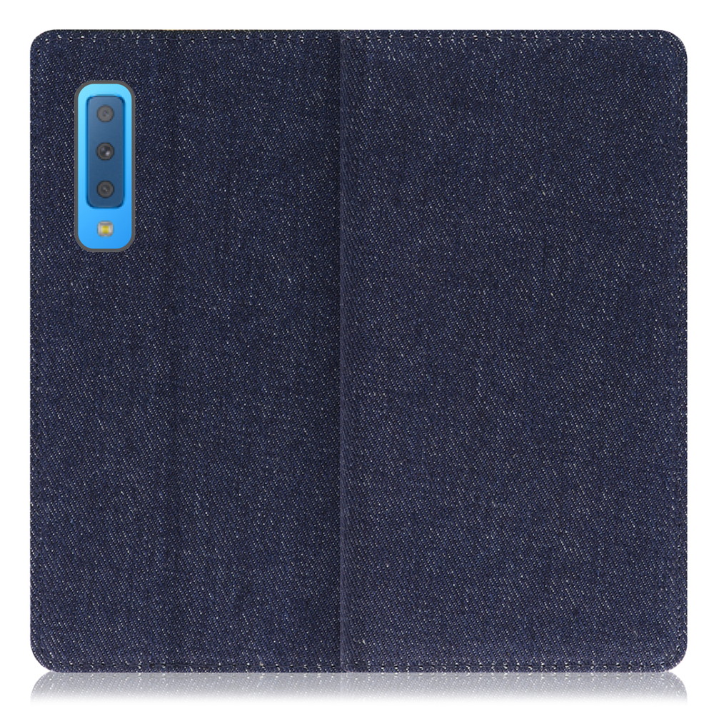 LOOF Denim Galaxy A7 / SM-A750C 用 [ブルー] デニム生地を使用 手帳型ケース カード収納付き ベルトなし
