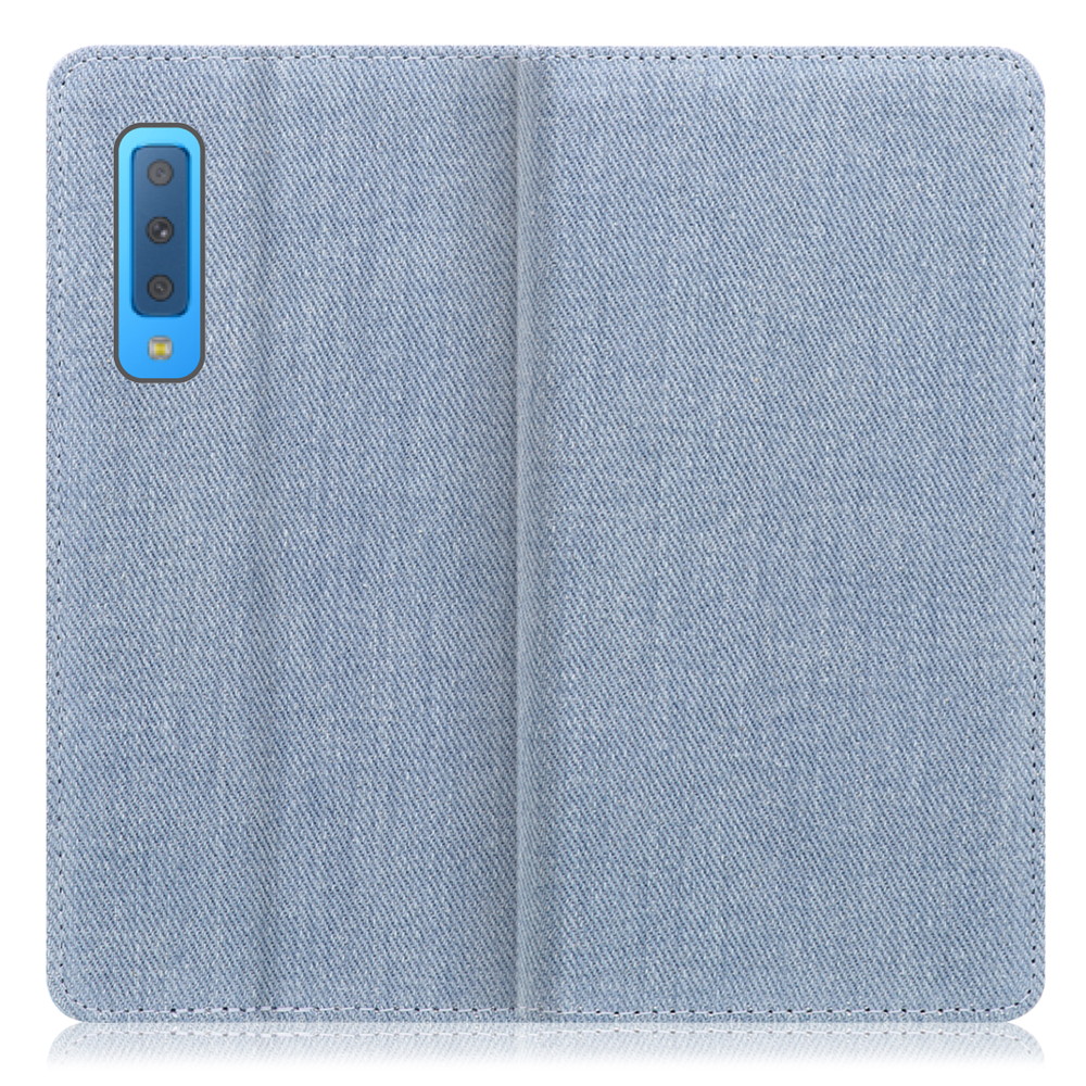 LOOF Denim Galaxy A7 / SM-A750C 用 [ライトブルー] デニム 手帳型ケース カード収納付き ベルトなし