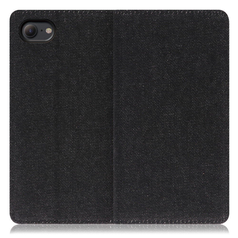LOOF Denim iPhone 7 / 8 / SE(第2/3世代) 用 [ブラック]デニム生地を使用 手帳型ケース カード収納付き ベルトなし