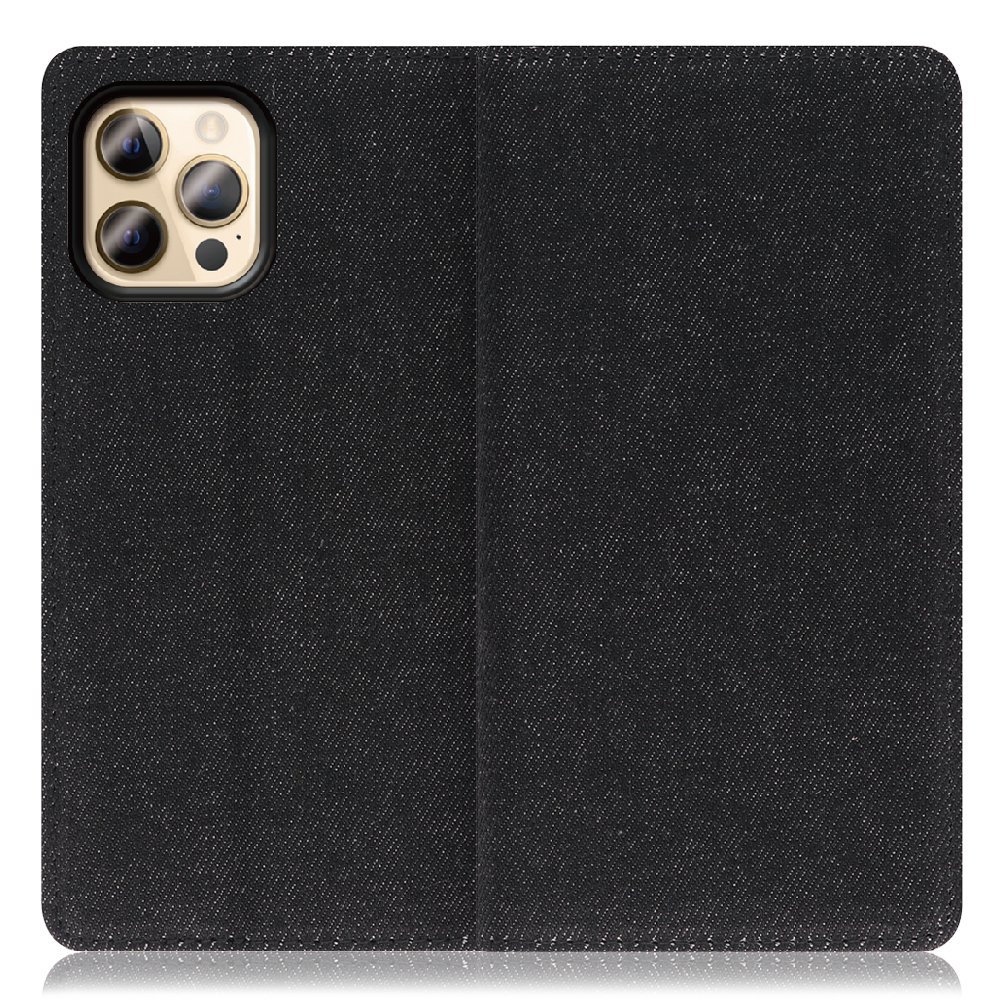LOOF Denim Series iPhone 12 Pro Max [ブラック]デニム生地を使用 手帳型ケース カード収納付き ベルトなし