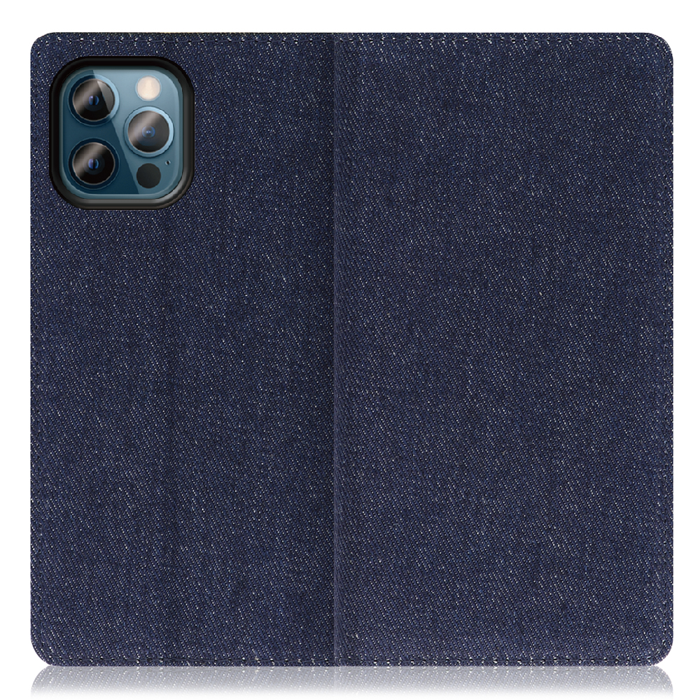 LOOF Denim Series iPhone 12 / 12 Pro [ブルー] デニム生地を使用 手帳型ケース カード収納付き ベルトなし