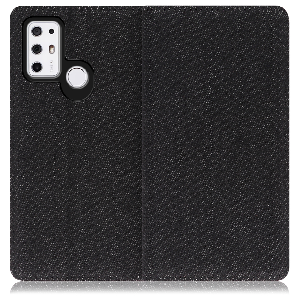 LOOF Denim TONE e21 用 [ブラック]デニム生地を使用 手帳型ケース カード収納付き ベルトなし