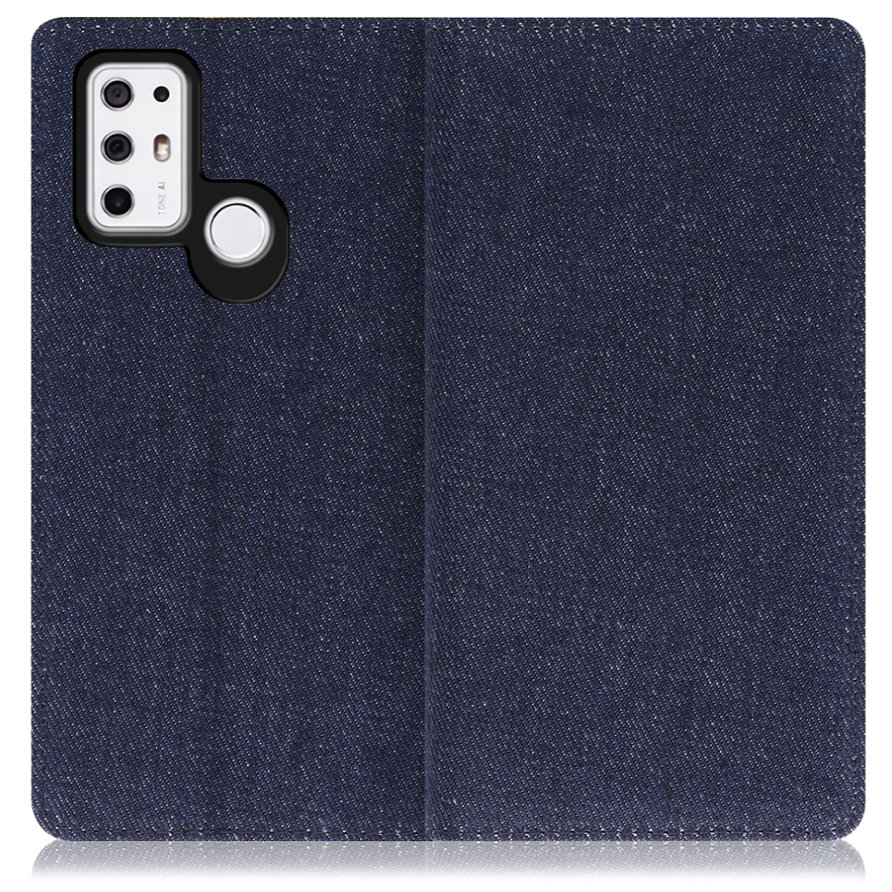 LOOF Denim TONE e21 用 [ブルー] デニム生地を使用 手帳型ケース カード収納付き ベルトなし