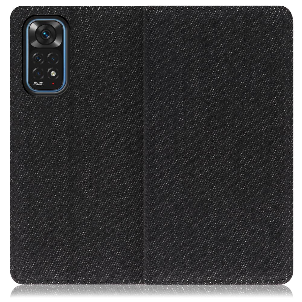 LOOF Denim Xiaomi Redmi Note 11 用 [ブラック]デニム生地を使用 手帳型ケース カード収納付き ベルトなし
