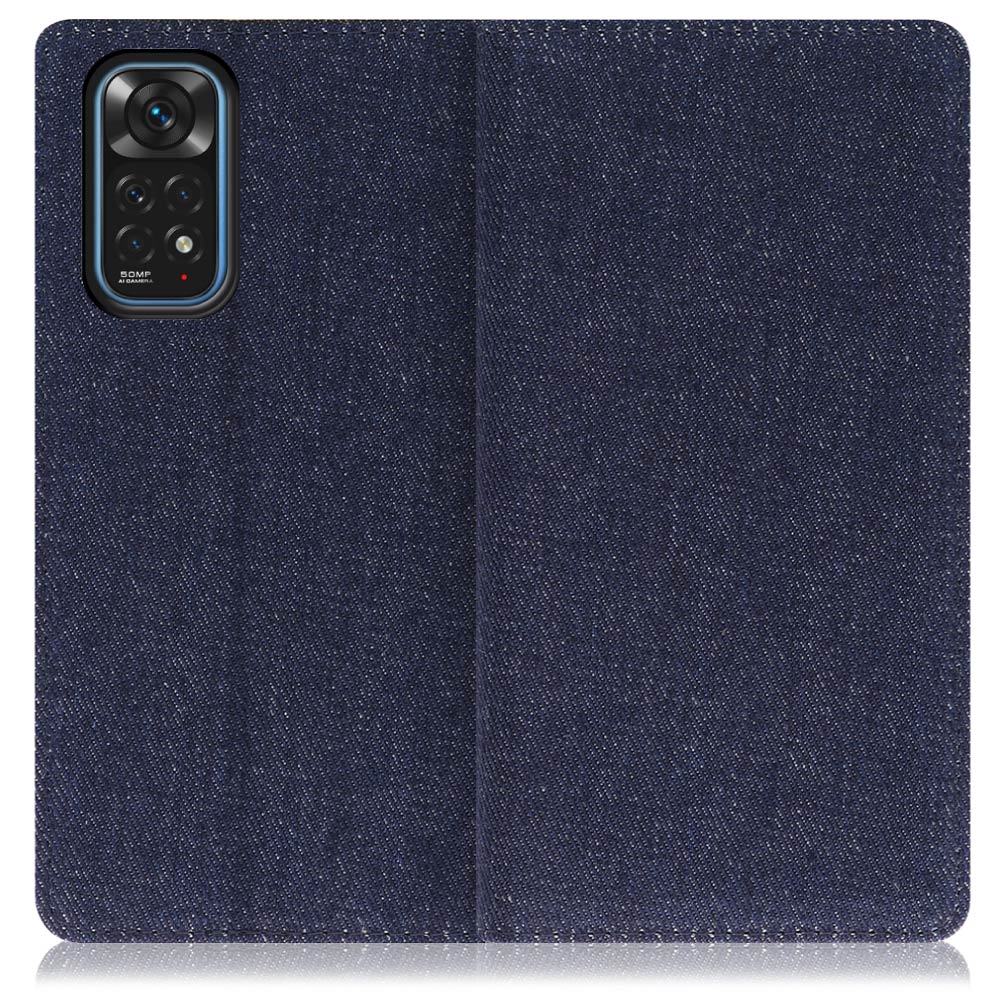 LOOF Denim Xiaomi Redmi Note 11 用 [ブルー] デニム生地を使用 手帳型ケース カード収納付き ベルトなし